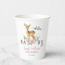 Cute Rose Oh Cerf Bébé Fille Douche Coupes en papi