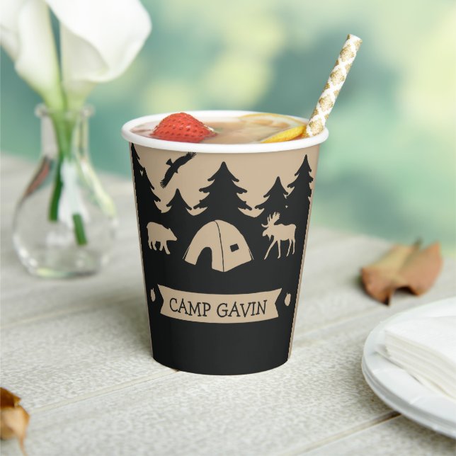 Gobelets En Papier Cute Rustic Flannel Camping fête d'anniversaire (Insitu)