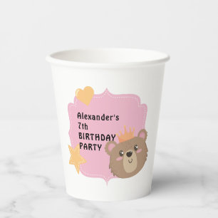 Gobelets En Papier Cute Teddy Kids Custom Birthday Party jetable
