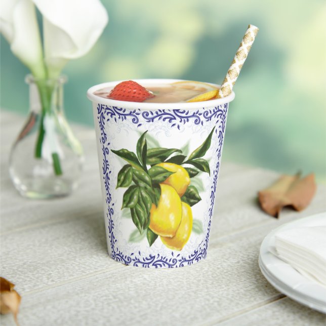 Gobelets En Papier Cuvettes en papier citrons Toile (Insitu)