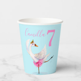 Gobelets En Papier Cygne de ballet d'aquarelle personnalisé 7e annive