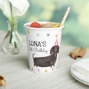 Gobelets En Papier Dachshund Lets Pawty Dog Anniversaire de la coupe 