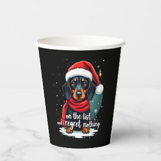 Gobelets En Papier Dachshund Père Noël sur la liste des vilains Dachs