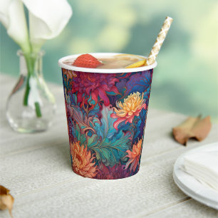 Gobelets En Papier Dahlia Tapisserie florale