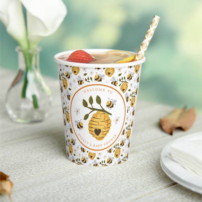 Gobelets En Papier Daisy Beehive Bumblebee Bee Baby shower (Insitu)
