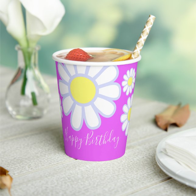 Gobelets En Papier Daisy Simple Violet (Insitu)