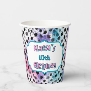 Gobelets En Papier Dalmatie Spots Pastel Aquarelle Anniversaire