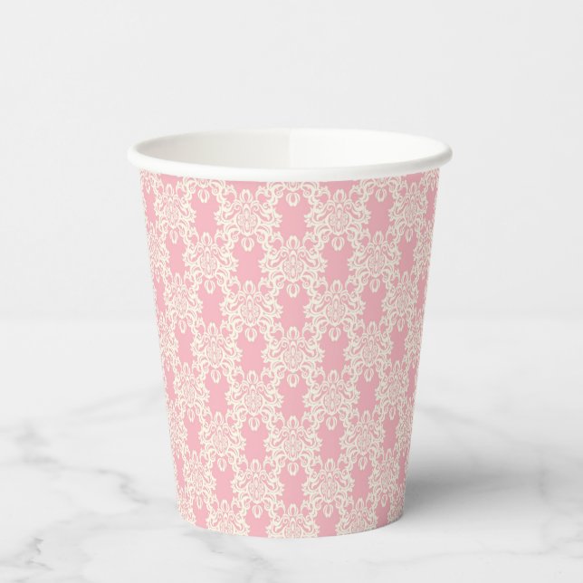 Gobelets En Papier Damas fleurie rétro (Gauche)