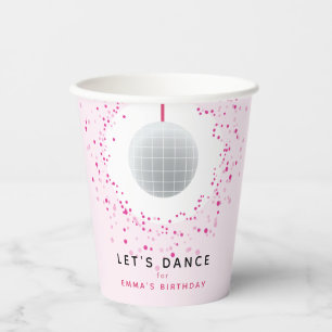 Gobelets En Papier Dance Disco Ball Party Personnalisé Rose Black Par