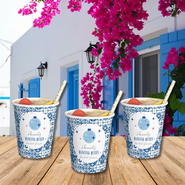 Gobelets En Papier Dancing Queen grec Musical disco nuptiale douche (Créateur téléchargé)