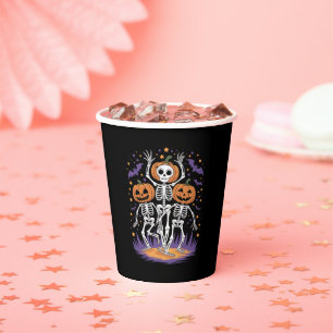 Gobelets En Papier Dancing Skeleton Halloween Citrouille