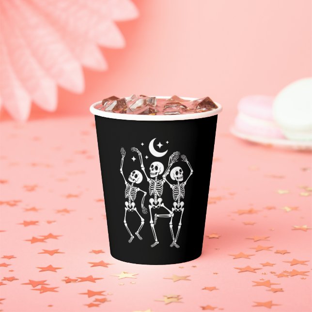 Gobelets En Papier Dancing Skeleton Joyeux Halloween Skull d'automne (Insitu)