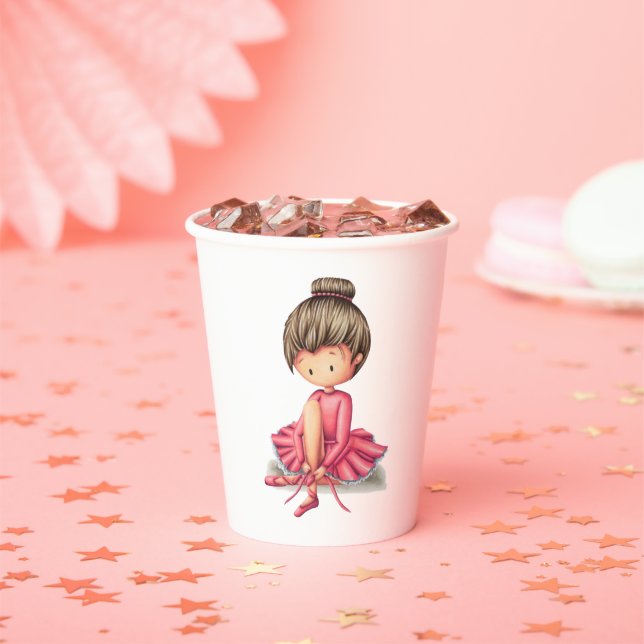 Gobelets En Papier Danseuse de ballet fantaisiste en robe rose (Insitu)
