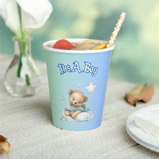 Gobelets En Papier Décor Baby shower "It’s A Boy" - Teddy Bear