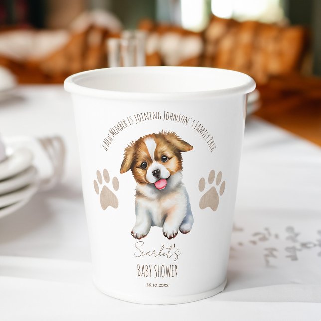 Gobelets En Papier Décor de la table de douche bébé à thème chien chi (Puppy dog themed baby shower personalized table decor monogrammed paper cups cute puppy cups)