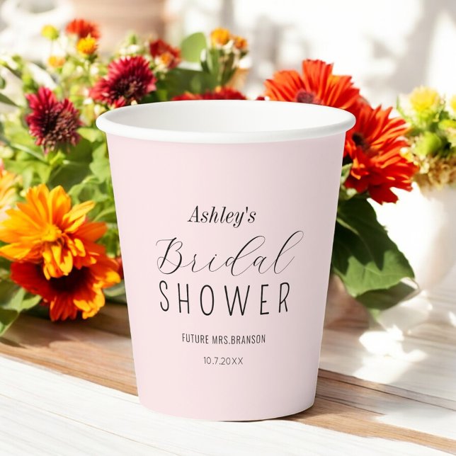 Gobelets En Papier Déjeuner de Baby Shower Rose Pâle  (Créateur téléchargé)