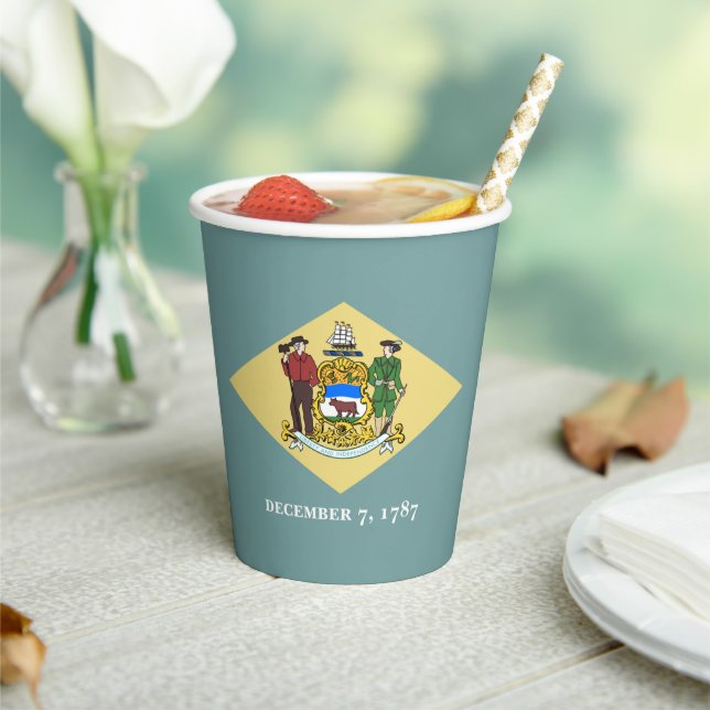 Gobelets En Papier Delawarean Flag & Seal, Delaware (Insitu)
