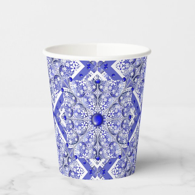 Gobelets En Papier Dentelle en céramique Bleu de Grèce (Gauche)