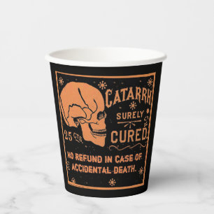 Gobelets En Papier Déplaisant Étiquette Vintage Catarrh Cure Black Pa