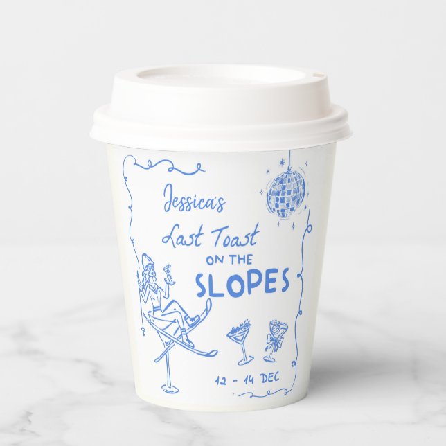 Gobelets En Papier Dernier Toast Sur Les Pistes Week-end Enterrement  (Recto)