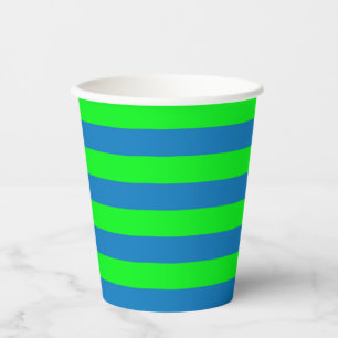 Gobelets En Papier Design de bandes bleues et vertes