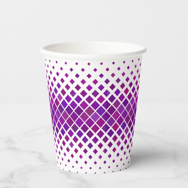 Gobelets En Papier Design de diamants Magenta Violet (Recto)