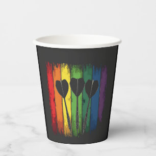 Gobelets En Papier Design de fléchettes vintage avec couleurs LGBTQ V