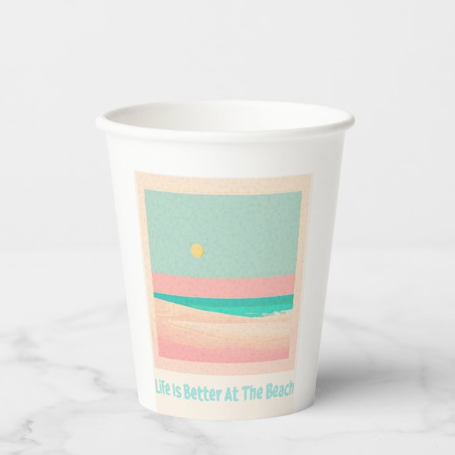 Gobelets En Papier Design de plage (Recto)