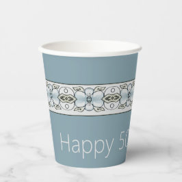 Gobelets En Papier Designer Washed Blue Floral