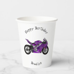 Gobelets En Papier Dessin de moto de sport violet