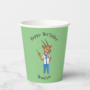 Gobelets En Papier Dessin du médecin de l'antilope Cute Gemsbok