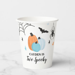 Gobelets En Papier Deux citrouilles bleues d'Halloween effrayantes po