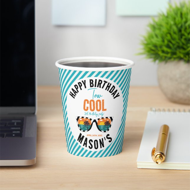 Gobelets En Papier Deux Cool Boy 2e fête d'anniversaire (Insitu)