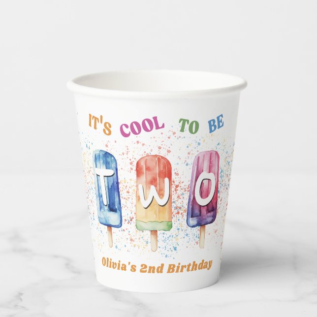 Gobelets En Papier Deux Cool Popsicle Ice Cream 2e anniversaire (Recto)