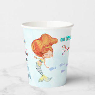 Gobelets En Papier Deux dans le bleu Orang Mermaid Girls 2e anniversa