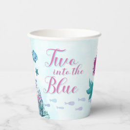 Gobelets En Papier Deux dans le bleu Purpl Mermaid Girls 2e anniversa