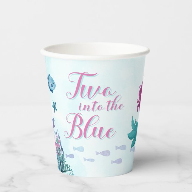 Gobelets En Papier Deux dans le bleu Purpl Mermaid Girls 2e anniversa (Recto)