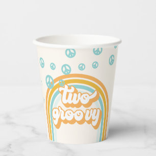 Gobelets En Papier DEUX Garçon Rétro Groovy 2ème Anniversaire