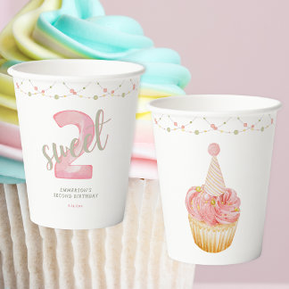 Gobelets En Papier Deux gâteaux mignons pour un 2ème anniversaire