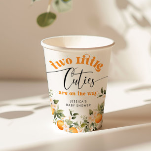 Gobelets En Papier Deux petits baby shower jumeaux