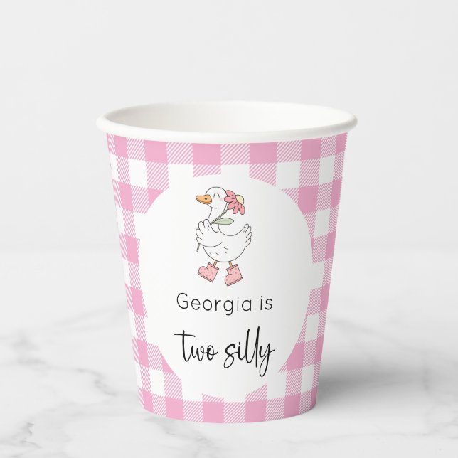 Gobelets En Papier Deux sots Goose rose anniversaire (Recto)