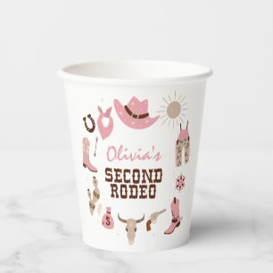 Gobelets En Papier Deuxième Rodéo Rose Western Cowboy 2e anniversaire