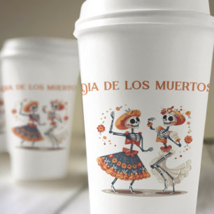 Gobelets En Papier Dia de los Muertos dansant squelettes personnalisa