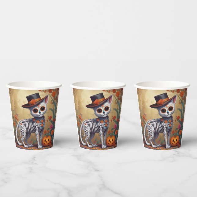 Gobelets En Papier Día de Los Muertos el gato (Multi)