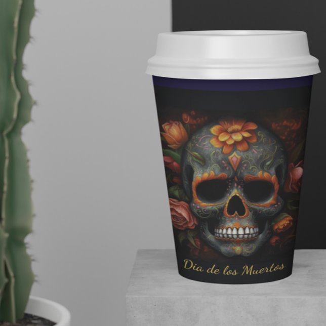 Gobelets En Papier Dia de los Muertos peint crâne, personnalisable (Créateur téléchargé)