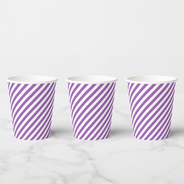 Gobelets En Papier Diagonal purple and white stripes pattern (Multi)