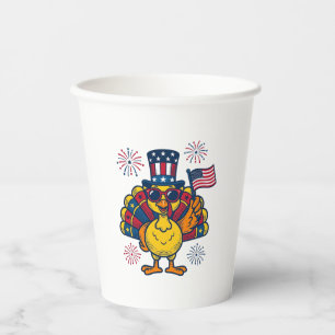 Gobelets En Papier Dinde patriotique drôle Feu d'artifice Chemise vin