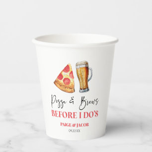Gobelets En Papier Dîner de répétition Pizza et bières avant de le fa