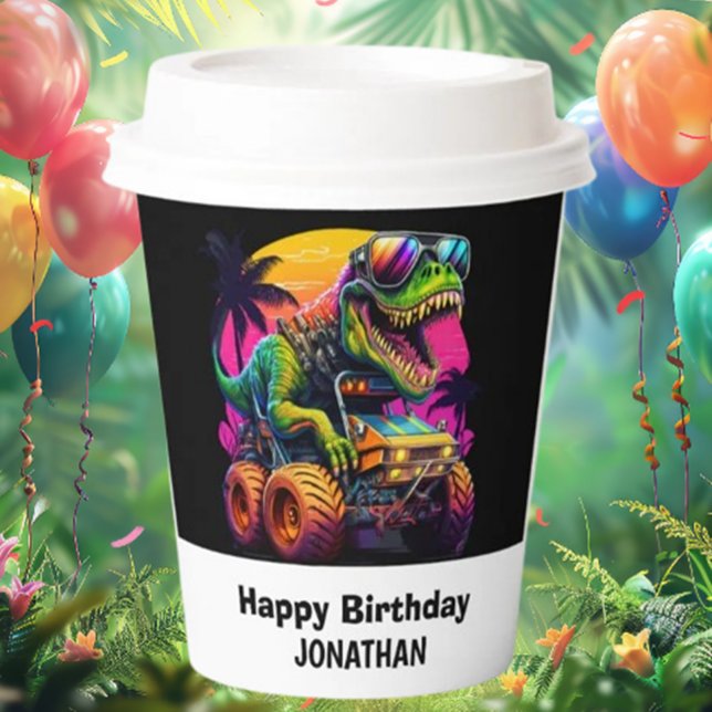 Gobelets En Papier Dino-Mite 1ère fête d'anniversaire (Unleash the excitement with our Monster Truck Dinosaur Love party theme! )