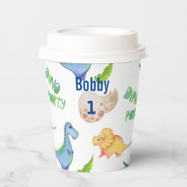 Gobelets En Papier Dino Party Cute Dinosaur Anniversaire Nom du garço